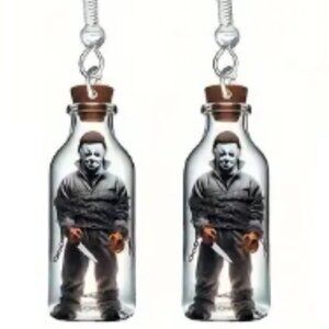 ❤️MICHAEL MEYERS BOTTLE DROP & DANGLE HALLOWEEN EARRING - FACTORY SEALED - NEW